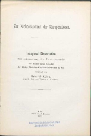 Zur Nachbehandlung der Staroperationen