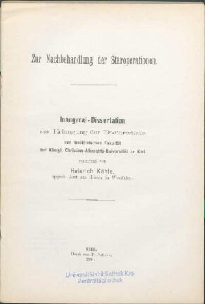 Zur Nachbehandlung der Staroperationen