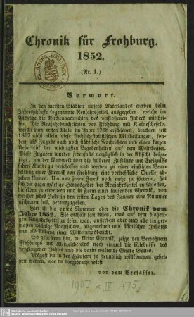 1.1852: Chronik von Frohburg und Umgebung