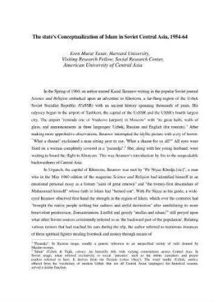 The state's conceptualization of Islam in Soviet Central Asia, 1954 - 64