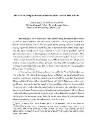 The state's conceptualization of Islam in Soviet Central Asia, 1954 - 64