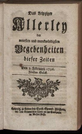Den 3. Februarii 1756. Fünftes Stück.