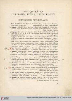 Antiquitäten der Sammlung Z….aus Leipzig (Nr. 1-141)