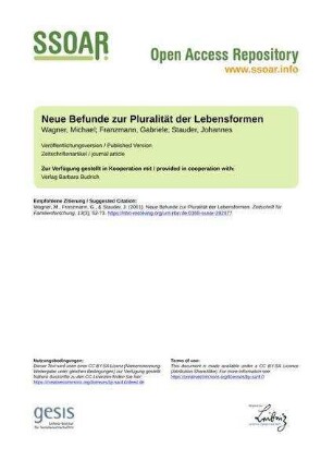 Neue Befunde zur Pluralität der Lebensformen