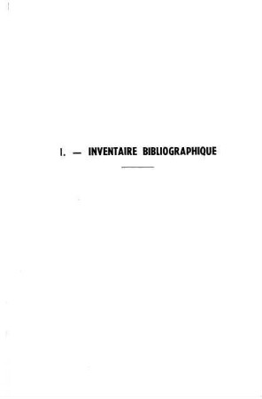 489-509, I. Inventaire bibliographique