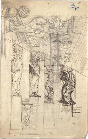Thiersch, August ; Gebäude, Nebengebäude, Innenausstattung - unbestimmbare Einzelblätter - Innenausstattung - Treppengeländer (Detail)