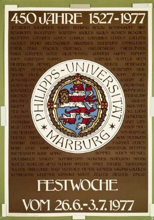 Plakat zum 450-jährigen Jubiläum der Philipps-Universität