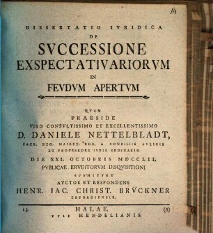 Diss. iur. de successione exspectativariorum in feudum apertum