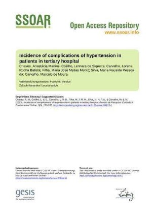 Incidence of complications of hypertension in patients in tertiary hospital