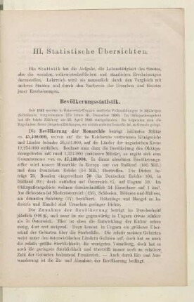 III. Statistische Übersicht