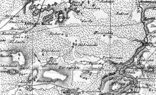 Malschwitz-Dubrauke. Karte der Niederlausitz - dem Gebiet Senftenberg, Spremberg, Muskau, Königswartha. Ohne Datum, bez.: Jung, Sect. 72, geograph. Institut Weimar
