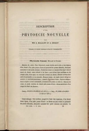 Description D'Une Phytoecie Nouvelle