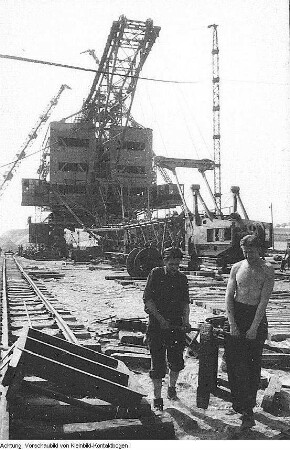 Lauchhammer. Braunkohletagebau. Bagger - Reparaturarbeiten, 1957/59