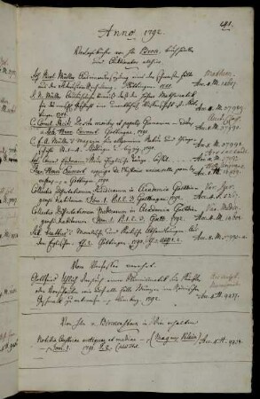 Verlagsbücher von Hhn Brose, Buchhändler und Auktionator allhier. - Vom Verfasser [Gottfried Uhlich] verehrt. - Von Hhn v. Birckenstock in Wien erhalten.