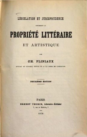 Législation et jurisprudence concernant la propriété littéraire et artistique