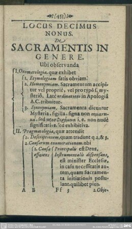 Locus Decimus Nonus. De Sacramentis In Genere