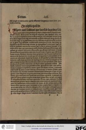 Vespere autem sabbati... Mathei ultimo. Heri in sero id est post vesperas fuit sepultus dominus noster et iacuit in sepulchro tota nocte preterita...