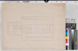 Ostfriesland ostfriesisches Bauernhaus Grundriß 2.H. 19.Jh. 140 Fuß = 46 cm 48 x 66 (kol.) Zeichnung Landsberg-Velen Nr. 329