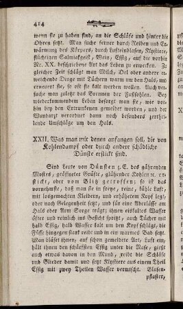 XXII. Was man mit denen anfangen soll, die von Kohlendampf oder durch andere schädliche Dünste erstickt sind