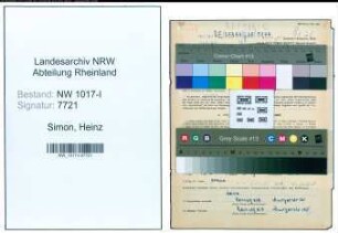 Entnazifizierung Heinz Simon , geb. 30.01.1914 (Einzelhaendler)
