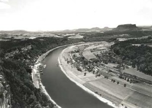 Sächsische Schweiz. Blick von der Bastei über die Elbe nach Südost