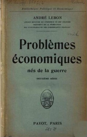Problèmes économiques nés de la guerre, 2