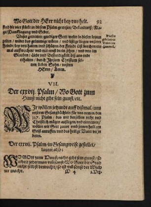 VII. Der cxxvii. Psalm ...