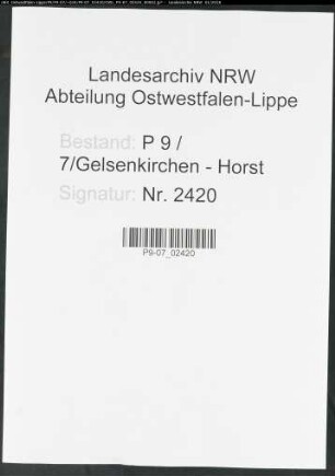 Sterberegister Standesamt Gelsenkirchen-Horst