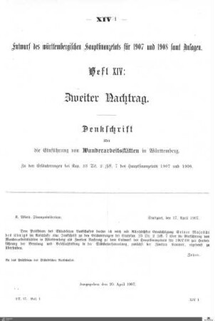 Hauptfinanzetat 1907-1908, Heft 14