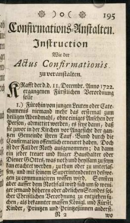 195-206, Instruction, wie der Actus Confirmationis zu veranstalten.