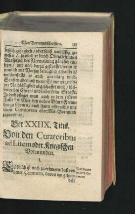 Der XXIIX. Titul. Von den Curatoribus ad Litem oder Kriegischen Vormunden.