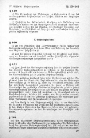 B. Wohnungsaufsicht (§ 160 - § 170)