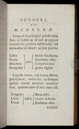 Pondera Et Mensuræ.