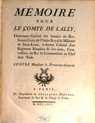 Mémoire pour le comte de Lally