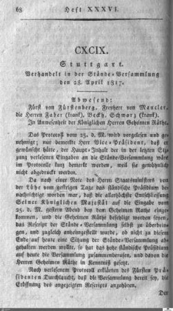 199. Sitzung, Stuttgart, 28.4.1817
