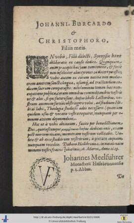 Johanni-Burcardo et Christophoro, Filiis meis.