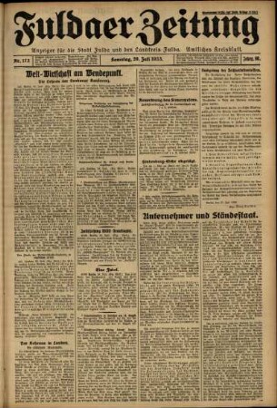 Ausgabe vom Samstag, den 29. Juli 1933.