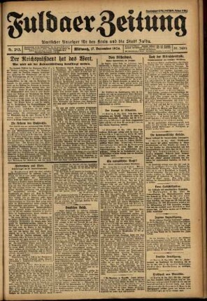 Erste Ausgabe vom Mittwoch, den 17. Dezember 1924.