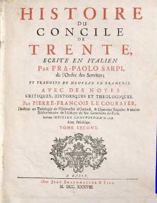 Histoire Du Concile De Trente, Tome Second