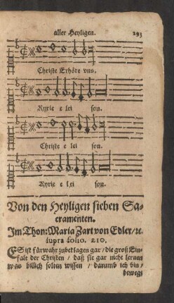 Von den Heyligen sieben Sacramenten.