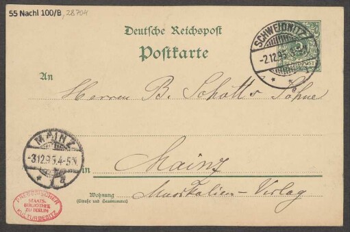 Brief an B. Schott's Söhne : 02.12.1895