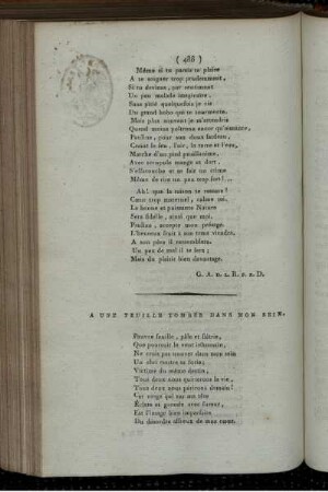 A une Feuille Tombée dans Mon Sein.