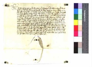 Lehenbrief Propst Heinrichs zu Ellwangen für Bonifaz Schad über die Hälfte an vier Tagwerk Wiesmahd [zu Ellwangen] im Herspach usw.