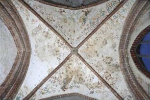 Gewölbebilder mit Drolerien, Ranken- und Laubwerk — Drolerien mit Harfe, Ranken- und Laubwerk