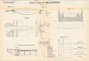 Rhein-Herne-Kanal. Überführung der Weilerstraße, Oberhausen-Buschhausen: Ansichten, Grundrisse, Schnitte 1:200, 1:50