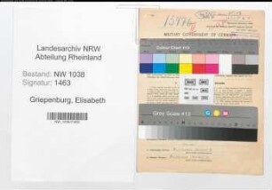 Entnazifizierung Elisabeth Griepenburg , geb. 30.03.1914 (Postbeamtin)