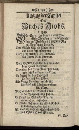Außzug der Capitel Des Buches Hiobs