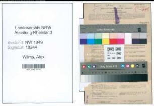 Entnazifizierung Alex Wilms , geb. 07.10.1896 (Kaufmann)