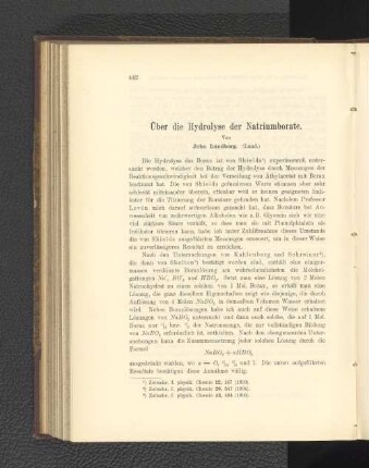 Über die Hydrolyse der Natriumborate.