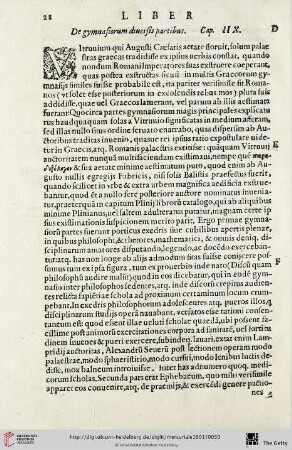 Cap. IIX.: De gymnasiorum diuersis partibus